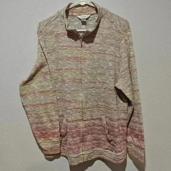 CJ Banks  Pastel Jacket 2X Full Zip Knit Rainbow Bohemian Chic Cotton Blend - Picture 5 of 7